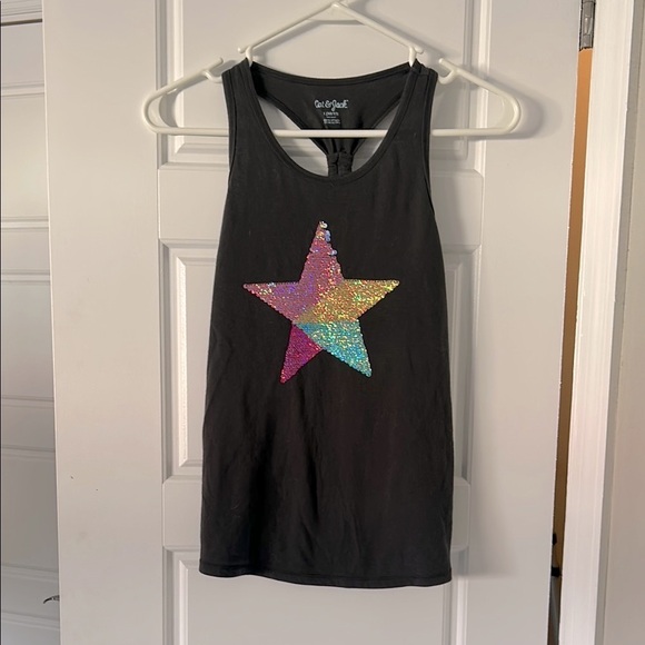 Cat & Jack Other - Cat & Jack Dark Gray Tank Top with Colorful Sequin Star